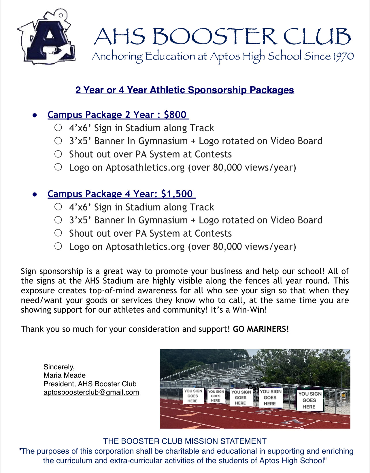 Athletic Sponsorship Packages