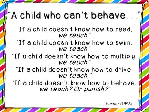 A quote about teaching behavior, just like we teach students how to read and multiply.