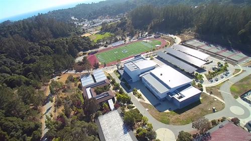 drone shot of school